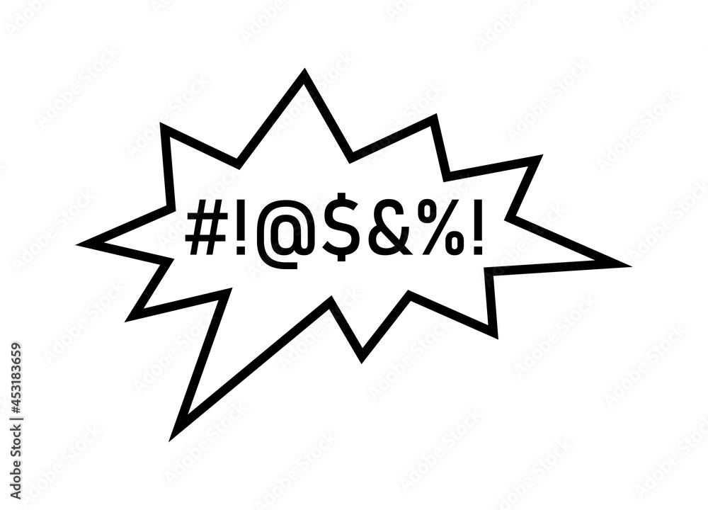 Swear bubble icon with bad speech language in lineart isolated on white ...