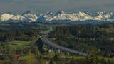 Fototapeta Na ścianę - Panorama of the Tatra Mountains with the Zakopianka road