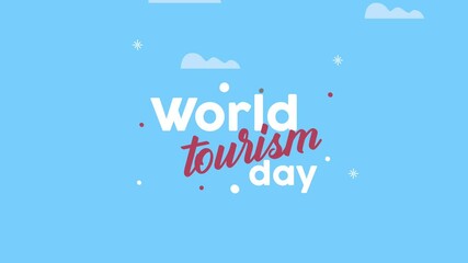 Poster - world tourism day lettering on the sky