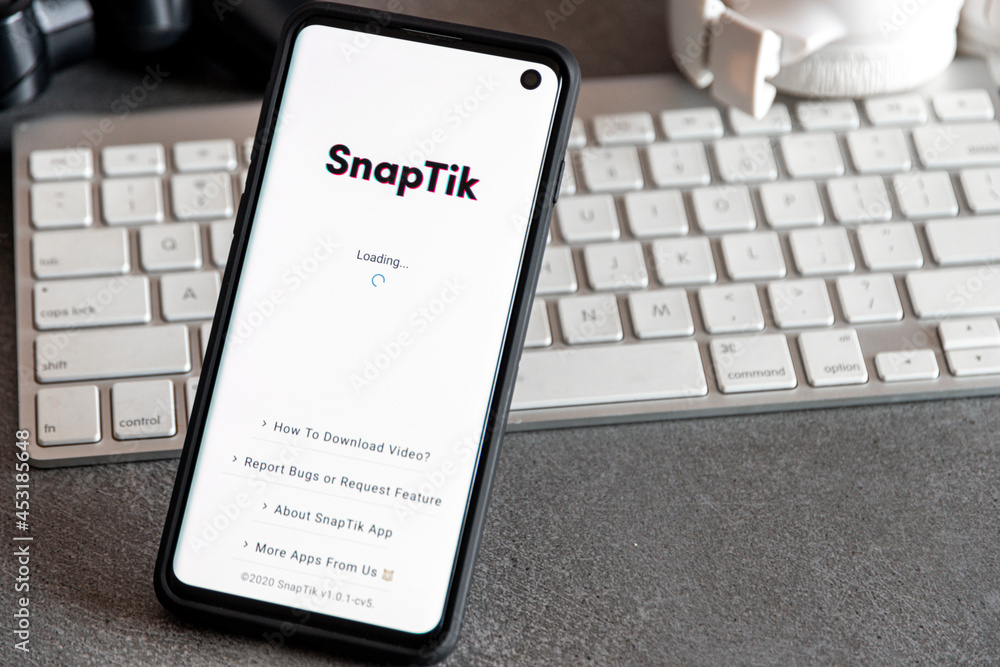 SAO PAULO, BRAZIL - AUGUST 26, 2021: SnapTik.App is one of the best TikTok Downloaders available online to download TikTok videos without watermark. Stock Photo | Adobe Stock
