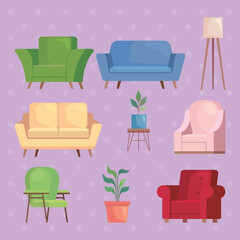 Wall Mural - six sofas and furniture