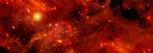 Orange Space Nebula With Stars In Space For Background