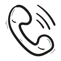 hand drawn old telephone receiver icon in doodle style isolated