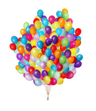 Big Bunch Of Bright Balloons On White Background