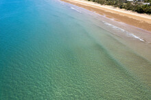 Aerial Of Clear Ocean Water On Incoming Tide