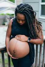 Black Pregnant Woman In 3rd Trimester Before Delivery