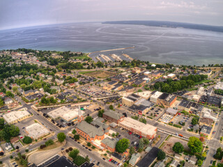 Sticker - Aerial View of Petoskey, Michigan during Summer