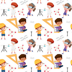 Poster - Kid with learning tools seamless background