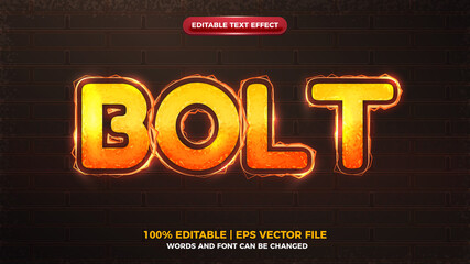 bolt energy orange elictric wave editable text effect