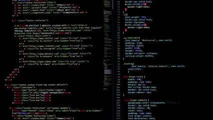 Wall Mural - developer software source code on monitor screen. writing script of software developer. program codi