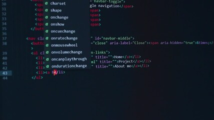 Wall Mural - developer software source code on monitor screen. writing script of software developer. program codi