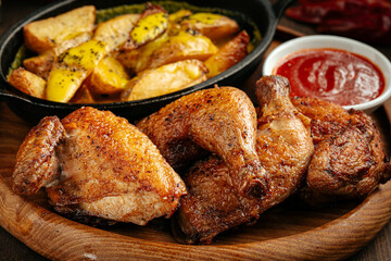 Poster - Rustic roasted chicken with potatoes and red sauce