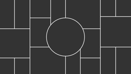 Creative vector Template Collage consisting of 16 frames for a photo of a square and rectangular shape.