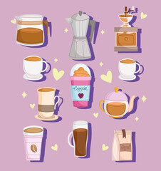 Wall Mural - set of coffee cartoon