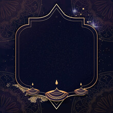 A Gold Frame On Diwali Pattern Background