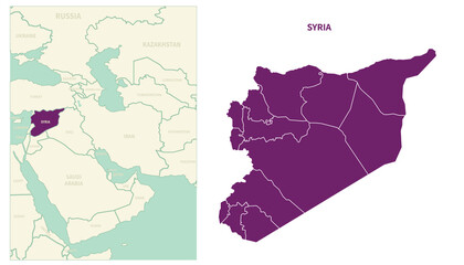 Wall Mural - Syria map. map of Syria and neighboring countries.