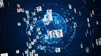 Aufkleber - Social networking service concept. Global communication network.