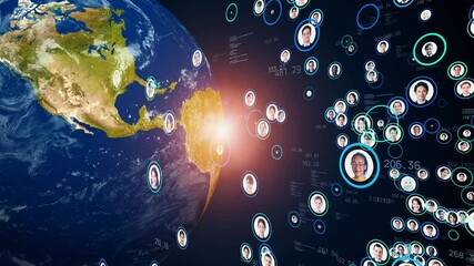 Aufkleber - Social networking service concept. Global communication network.