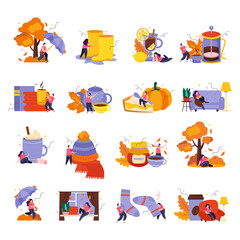 Wall Mural - Cozy Fall Icons Set