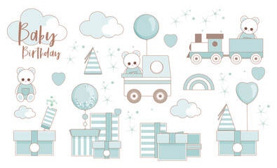 Wall Mural - Baby Boy Birthday Party Decorations