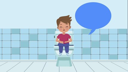 Canvas Print - little boy seated in toilet animation