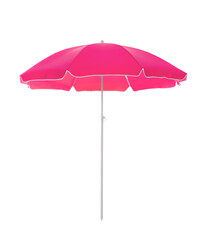 Sticker - Open pink beach umbrella isolated on white