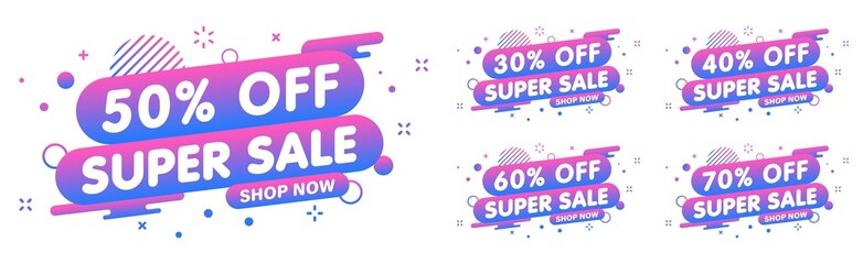 Wall Mural - super sale banner, special offer and sale. shop now or this weekend only. up to 50 or 60 or 70 off. 