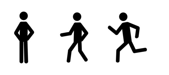 Sticker - a person pictograph stands, walks, runs isolated on a white background