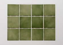 Group Of Simple Green Tiles, Isolated
