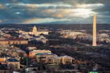 Fototapeta  - Top view scene of Washington DC down town which can see United states Capitol, washington monument, lincoln memorial and thomas jefferson memorial, history and culture for travel concept