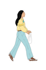 Wall Mural - Cowgirl walking and holding a bag