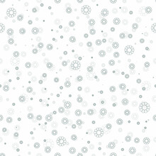 Seamless Pattern Of Abstract Gray Flowers On A White Background For Wallpaper, Design, Covers