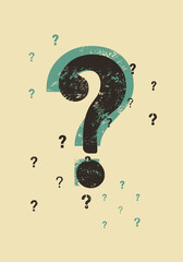 Question mark typographical grunge vintage style poster. Retro vector illustration.