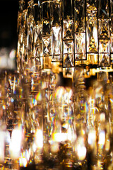 Crystal glass chandelier as home decor, interior design and luxury furniture detail, holiday invitation card background.