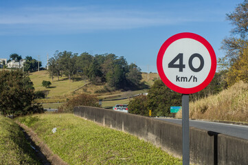 highway sign: 40km per hour, forty kilometers per hour