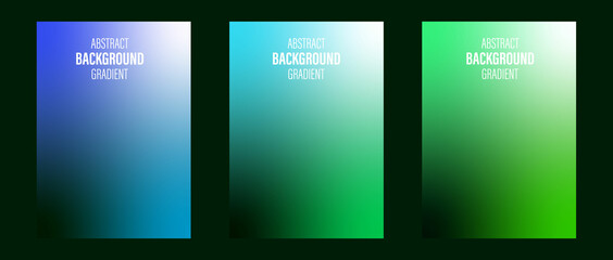 Wall Mural - A set of modern trend gradient minimalistic posters, backgrounds, wallpaper. Northern Lights, Neon. Blue, green.