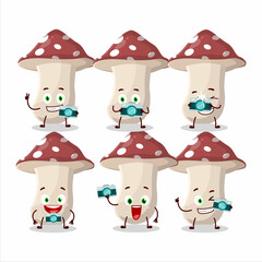 Poster - Photographer profession emoticon with amanita cartoon character