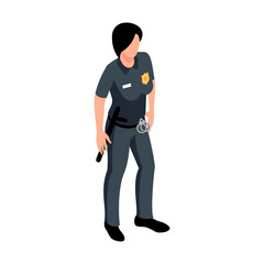 Sticker - Policewoman Isometric Illustration