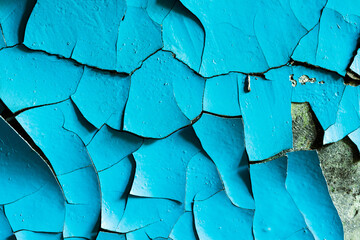 Poster - wall with blue paint in the cracks. background for design. grunge texture