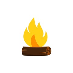 Wall Mural - Wooden Camp Fire, Bonfire, Campfire icon isolated on white background