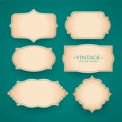 Wall Mural - classic vintage frame labels set of six