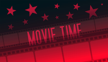 Wall Mural - showtime movie time film strip red background