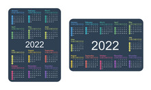 Vertical And Horizontal Layout Calendar 2022 Minimalistic Full Year Grid, Pocket Size, Sunday First