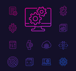 Poster - development, configuration service, api or settings linear icons