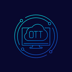 Poster - OTT media platform line vector icon