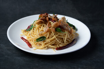 Poster - Spaghetti with Dried Chili and Fried Bacon