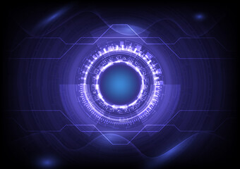 Wall Mural - Futuristic Sci-Fi glowing HUD circle element. Abstract hi-tech background. Head-up display interface. Virtual reality technology innovation screen. Data of engineering hologram