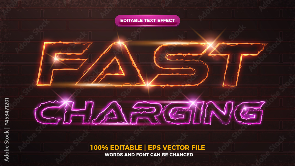 electric flash charging editable text effect template Stock Vector ...