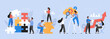 People searching for creative solutions. Teamwork business concept. Modern vector illustration of people for web design