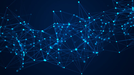 Wall Mural - abstract blue futuristic background. technological wave of information data flow. 3d rendering.
